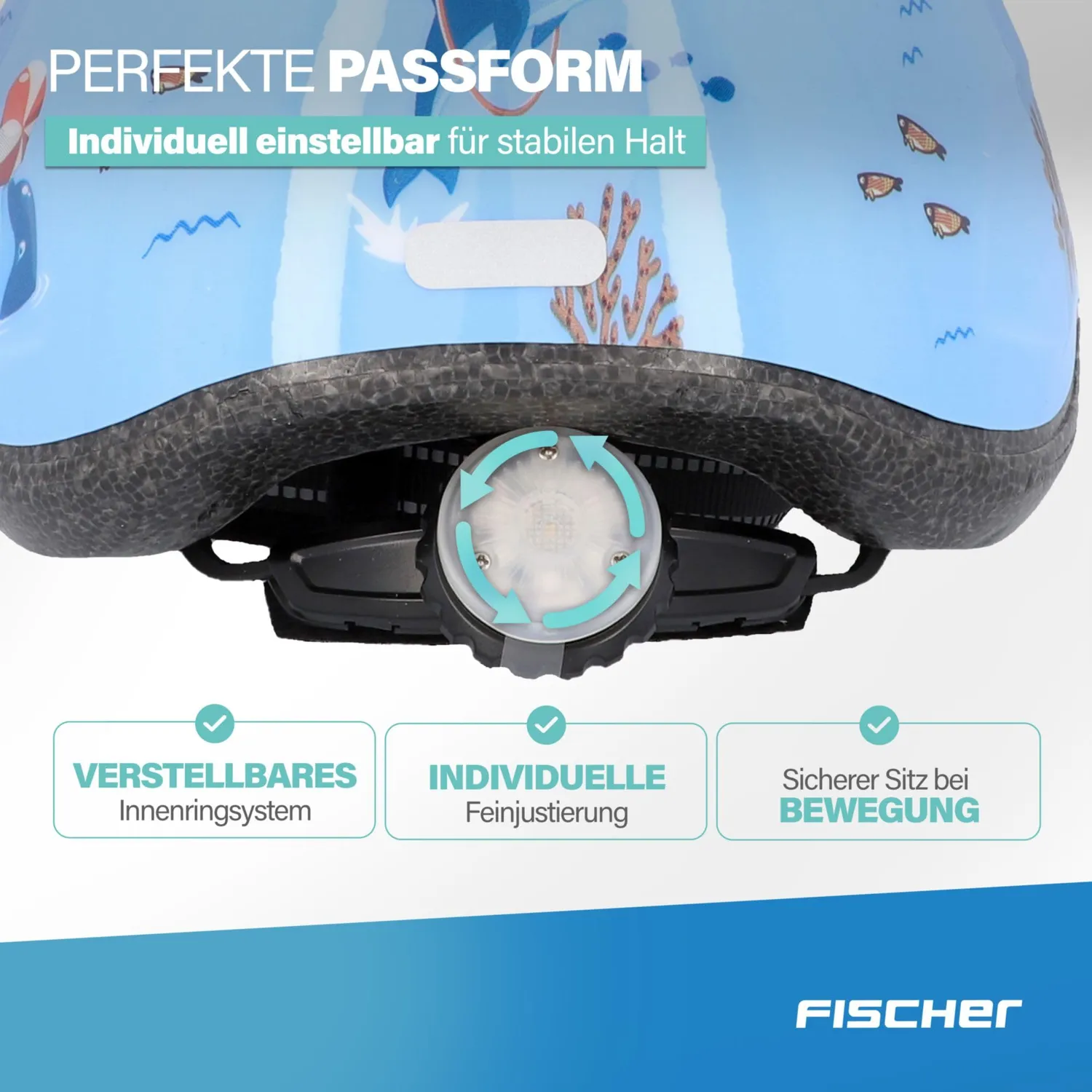 Fischer Kinderhelm Fahrradhelm XS/S 48-54 cm blau LED