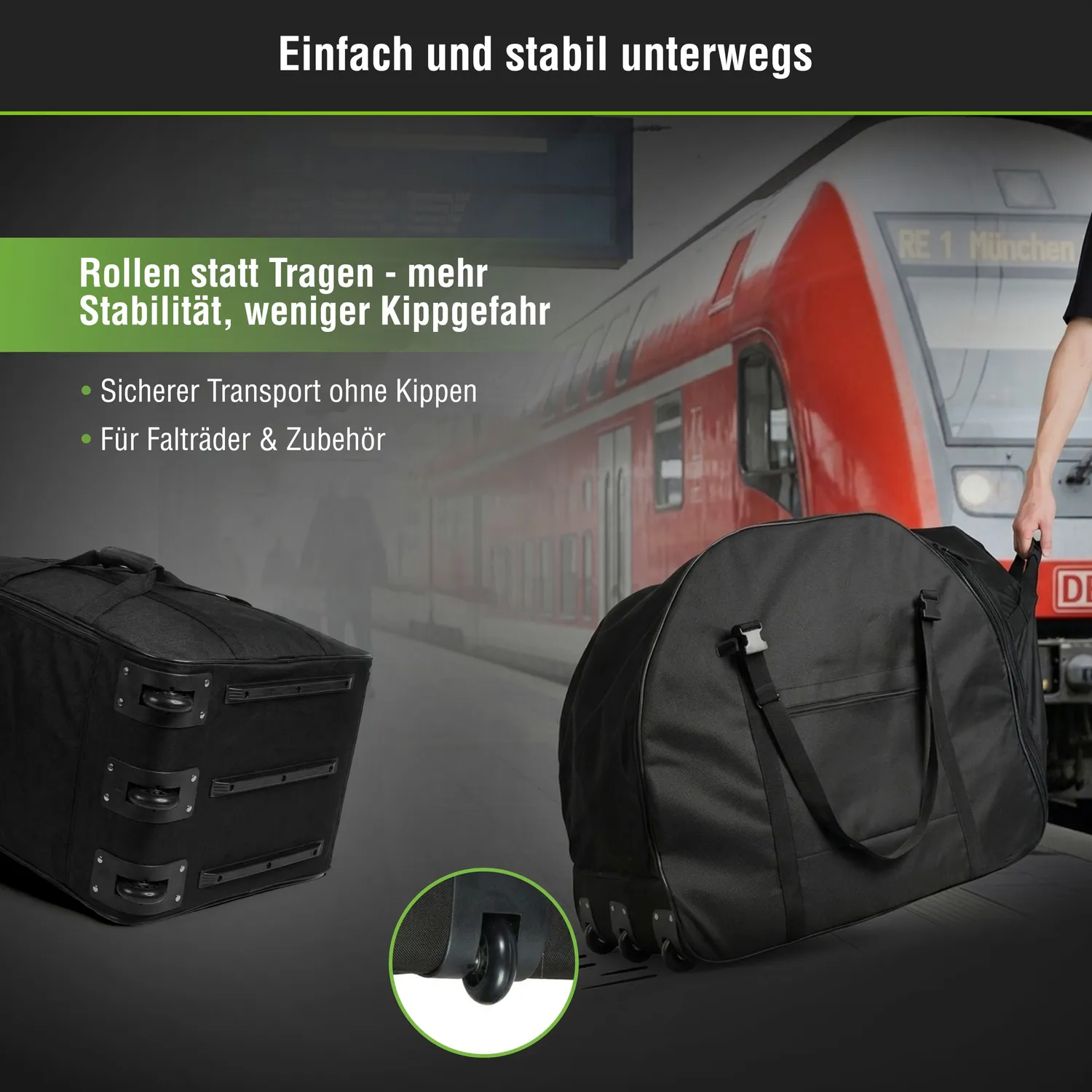 SachsenRad Premium F2 F3 F11 F12 Faltrad-Transporttasche neu 3-Rollen