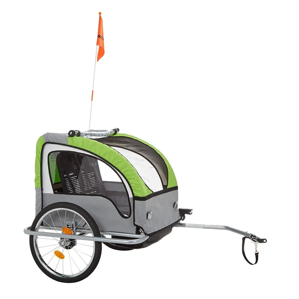 Fischer Komfort Fahrradanhänger Federung 2 Kinder grün 40 kg