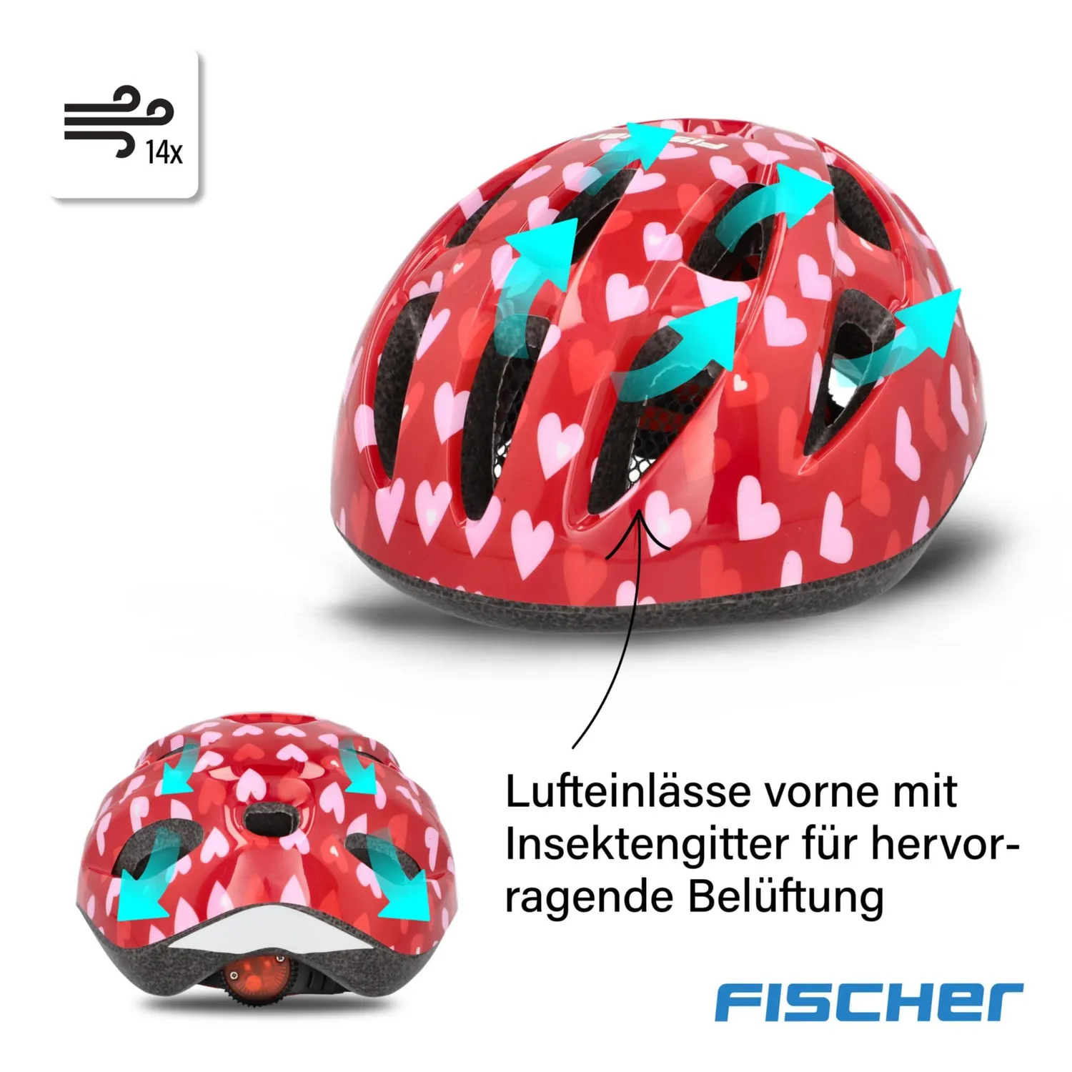 fischer Kinder Fahrradhelm Weiß Orchidee mit LED