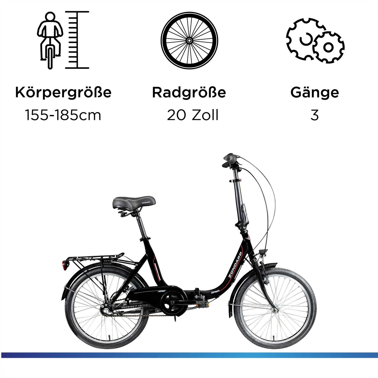 Zündapp ZF40 Klapprad 20 Zoll 3-Gang weiß 35,5cm