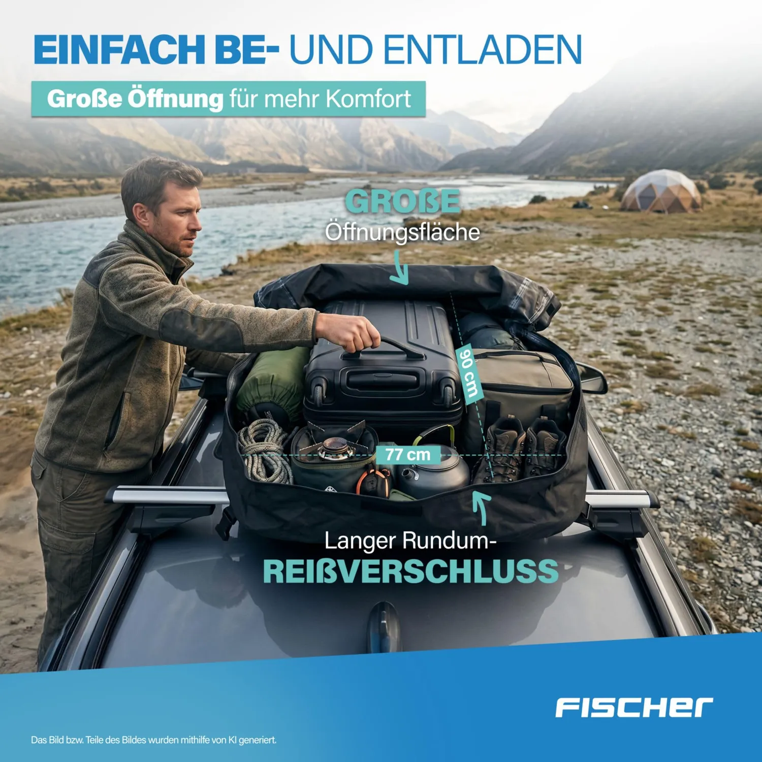 Fischer Dachbox faltbar 270 Liter wasserabweisend