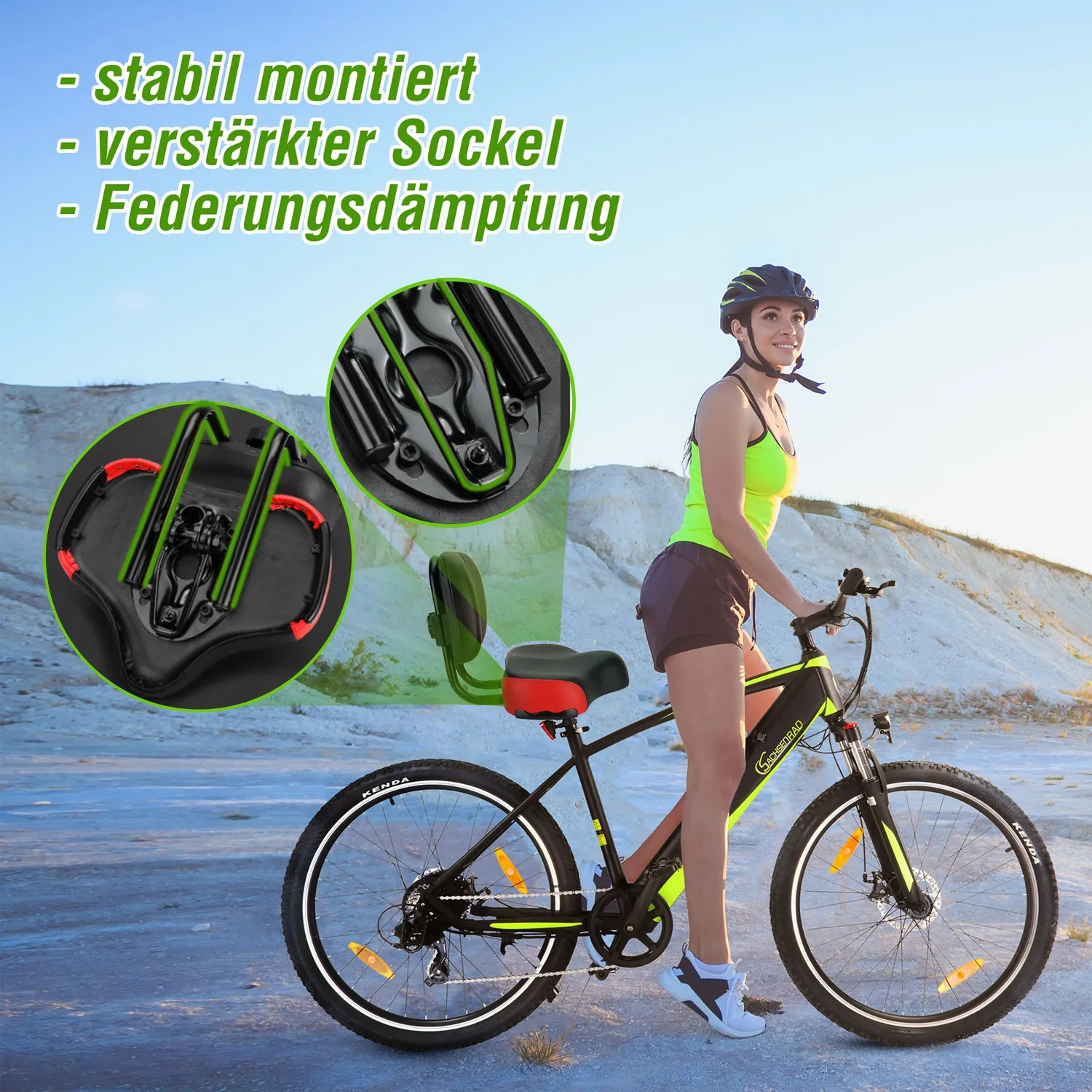 SachsenRad Sattel mit Rückenlehne Fahrradsattel verstellbar Memory-Schaum