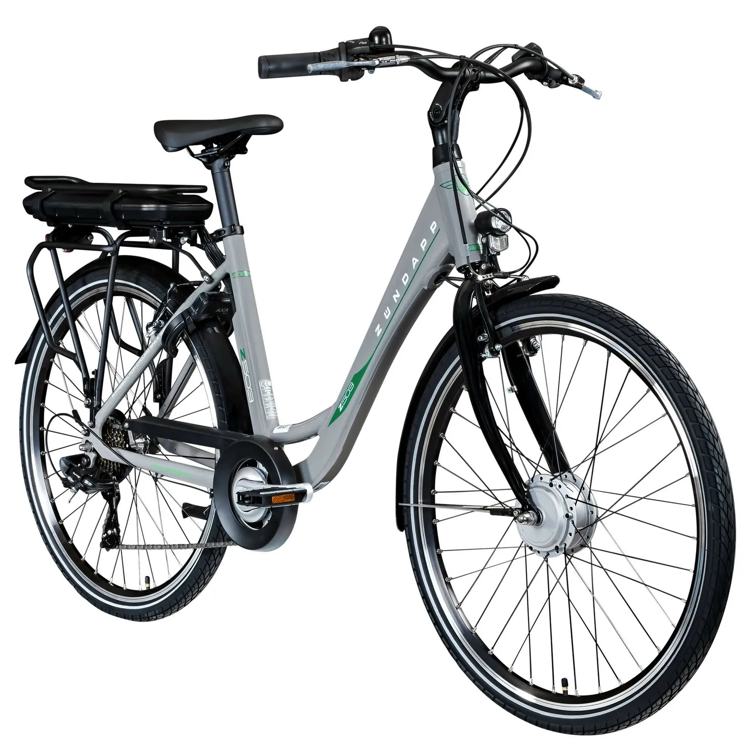 Zündapp Z503 E-Citybike Damen 26" 46 cm grau-grün 7-Gang