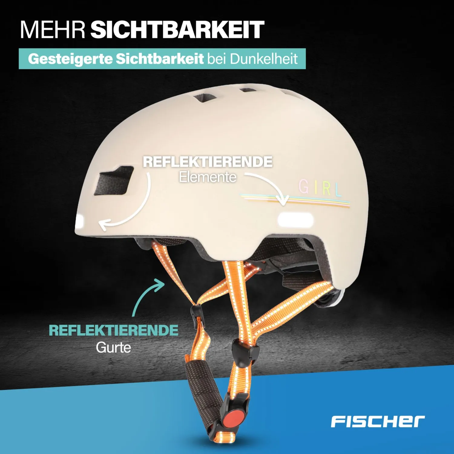 Fischer Plus BMX Fahrradhelm S/M Power beige LED