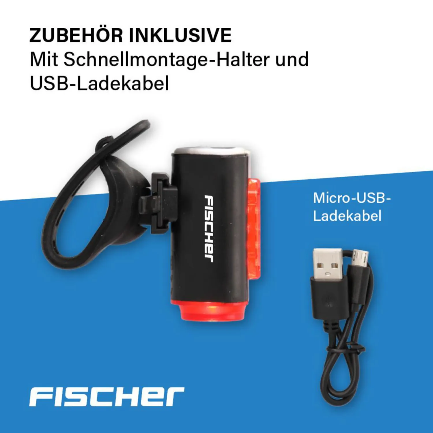 Fischer TWIN Akku-Rücklicht Fahrrad-Rückleuchte USB-C