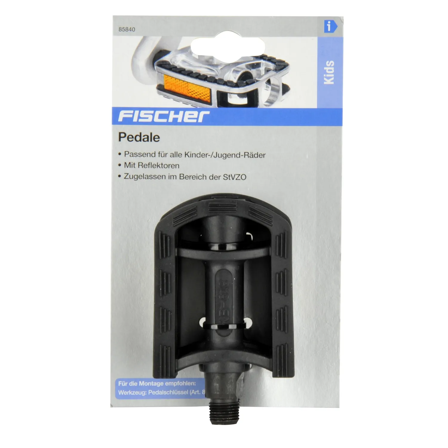 Fischer Pedale 85840 schwarz Kinder StVZO Reflektor