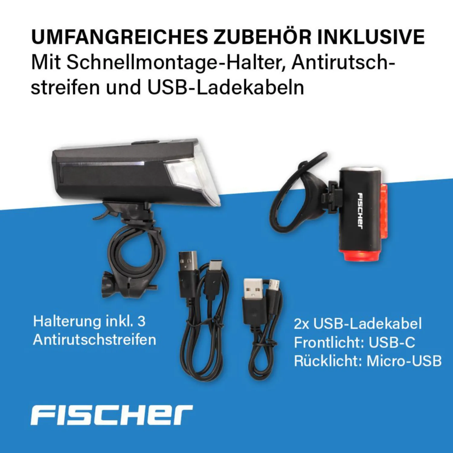 Fischer Twin Beleuchtungs-Set LED 80/40/20 Lux USB