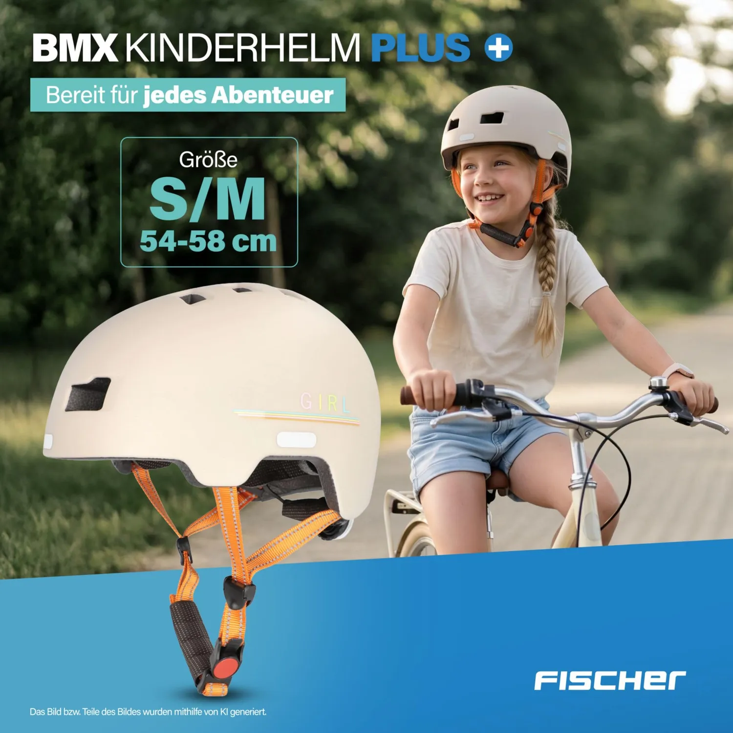 Fischer Plus BMX Fahrradhelm S/M Power beige LED