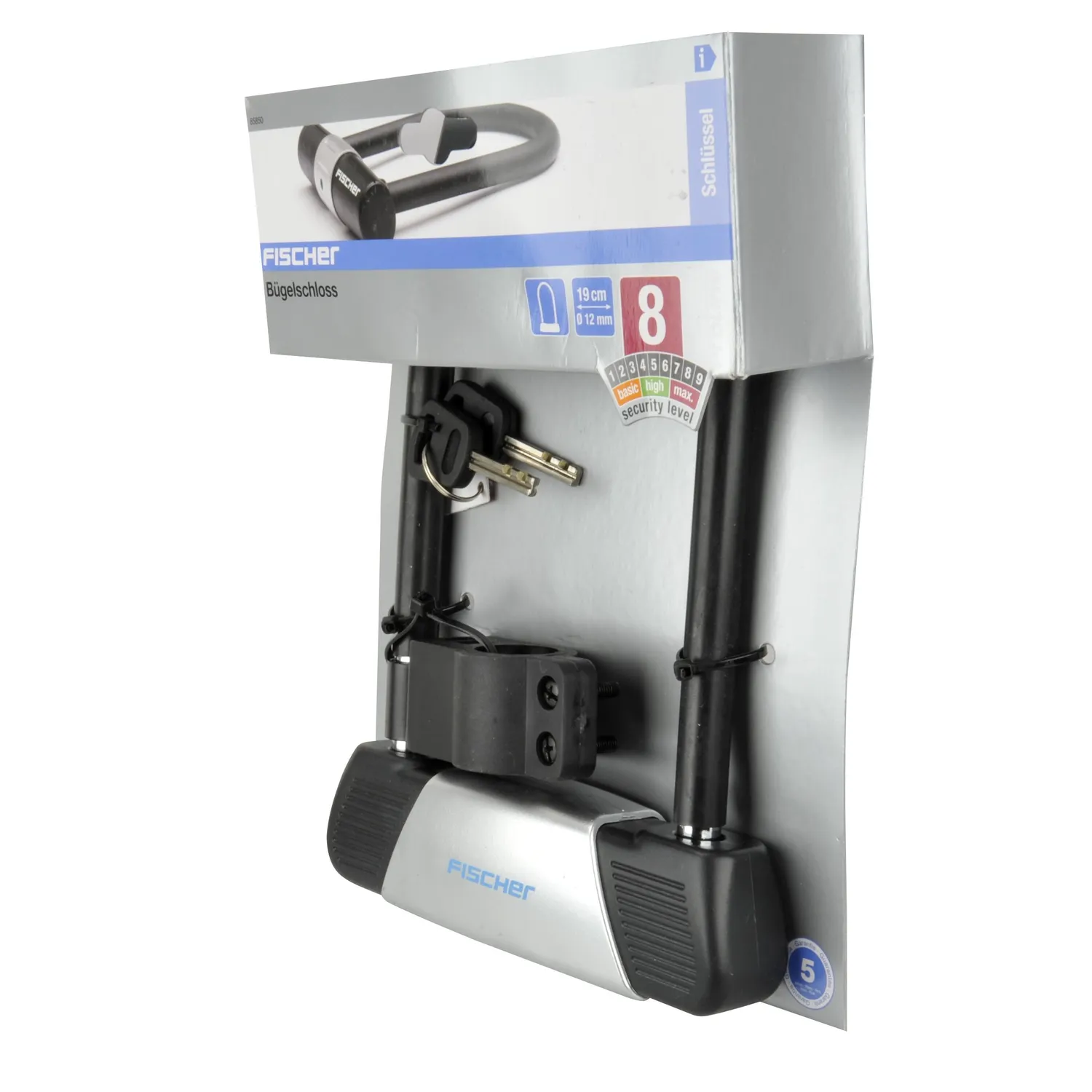 Fischer 85850 Bügelschloss 12 mm schwarz Sicherheitslevel 8