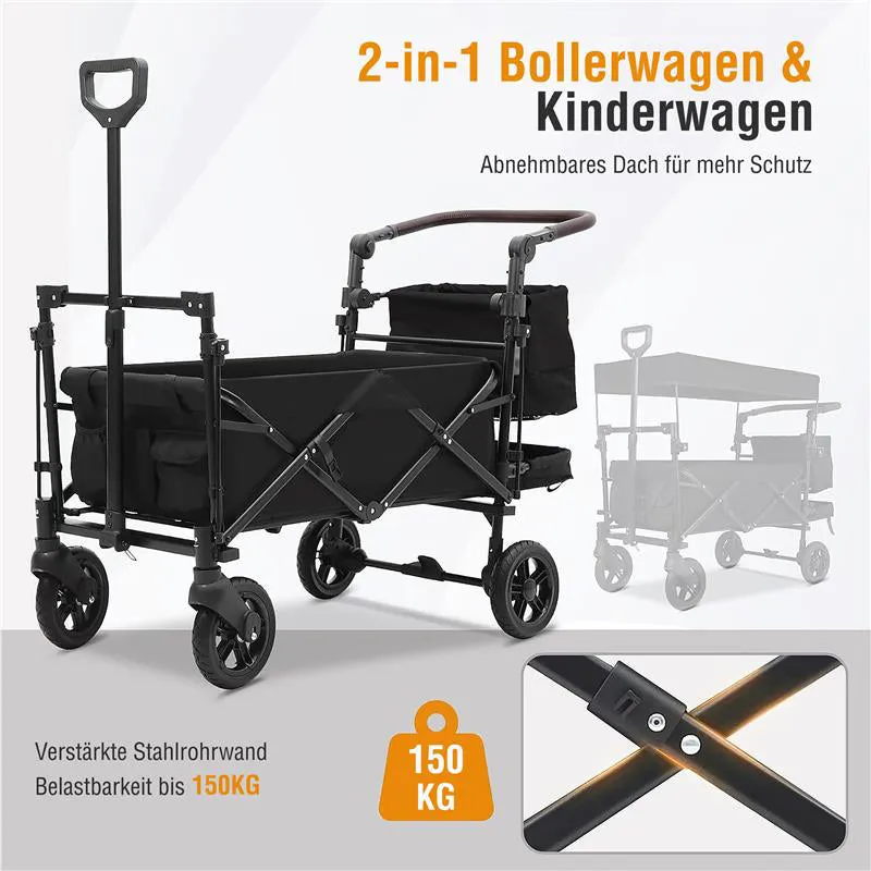 SachsenRad Bollerwagen faltbar mit Dach 150 kg