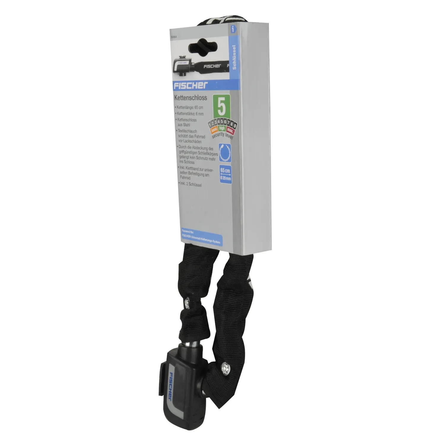 Fischer Kettenschloss Schlüssel 65cm Ø6mm Security 5