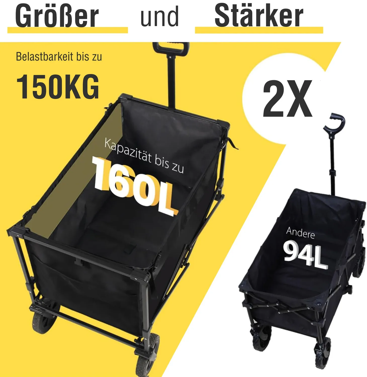 SachsenRad 160L Bollerwagen Geländereifen 150 kg neu