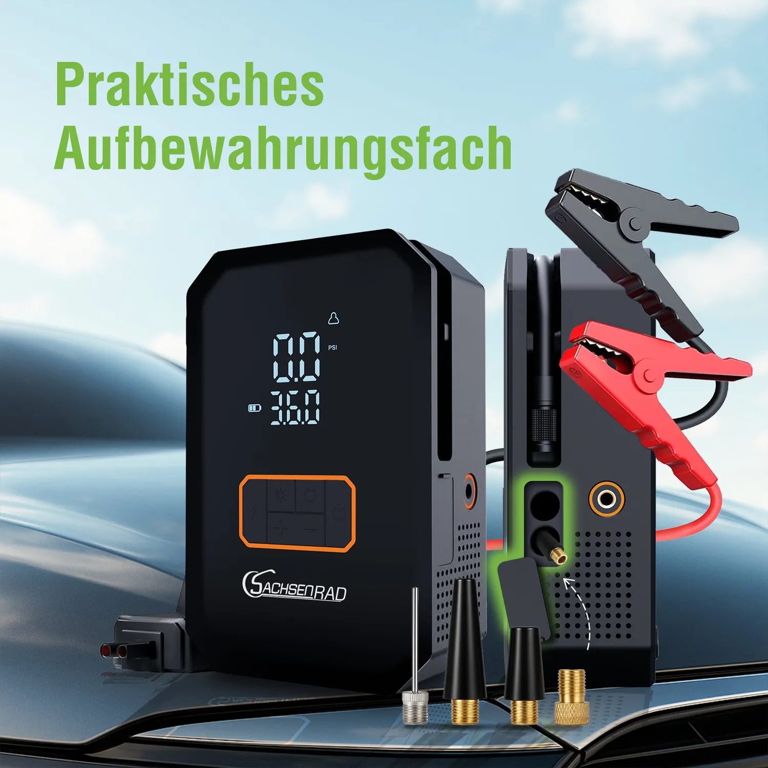 SachsenRad Air Power Start Starthilfe Powerbank Kompressor