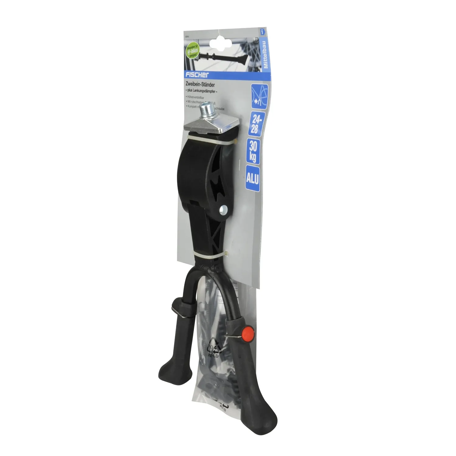 Fischer Zweibein Fahrradständer 24-28 Zoll Alu Lenkungsdämpfer