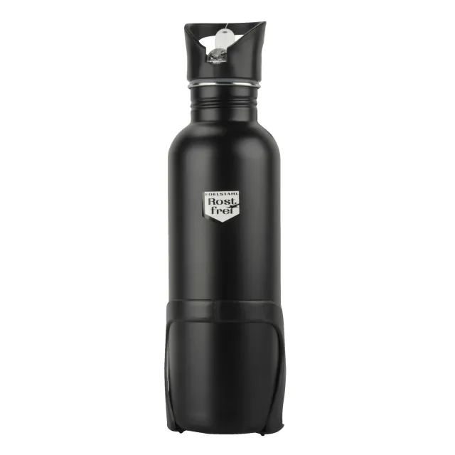 Fischer Trinkflasche Edelstahl 750 ml schwarz mit Halter