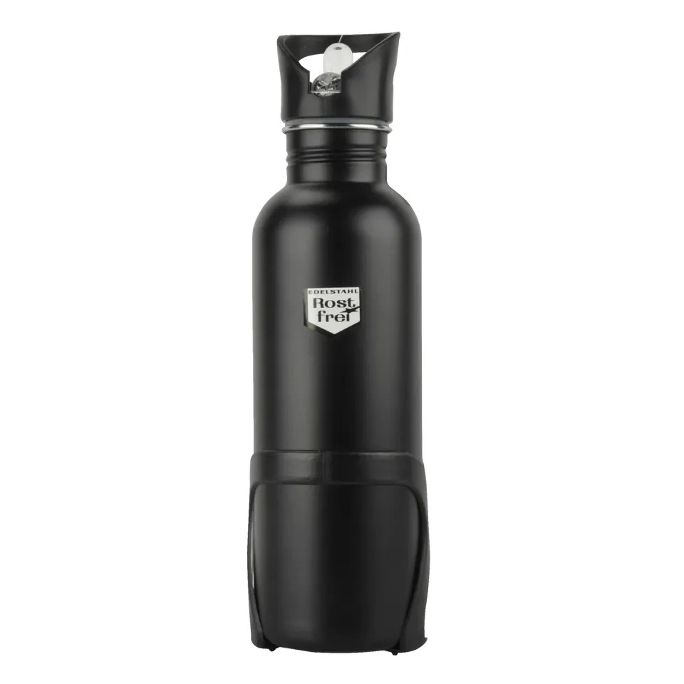 Fischer Trinkflasche Edelstahl 750 ml schwarz mit Halter