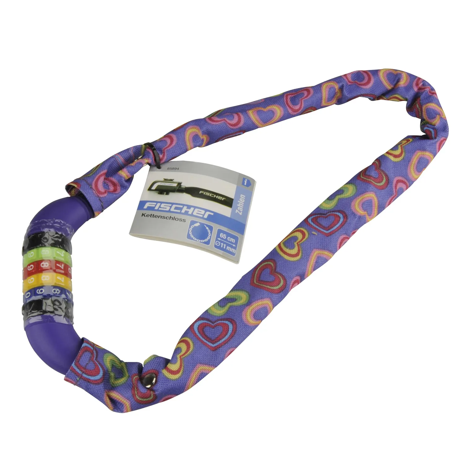 Fischer Kinder Kettenschloss Herz lila 65 cm Zahlencode