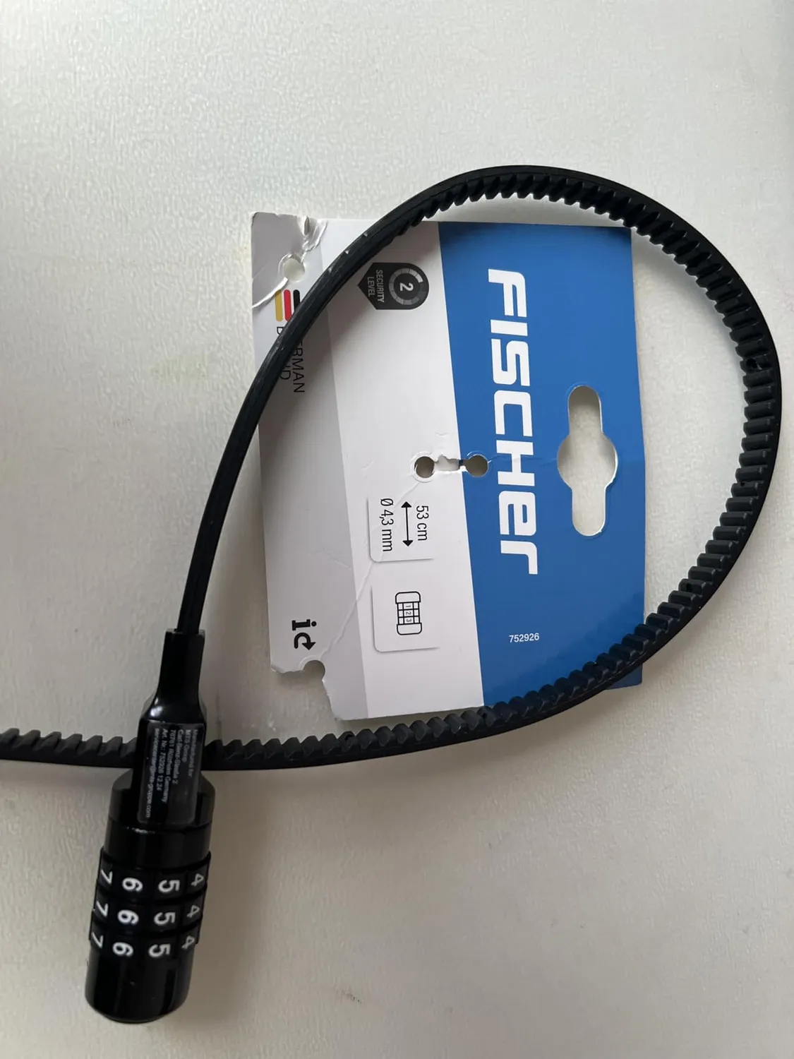 Fischer Zahlenschloss 53 cm schwarz 1000 Kombinationen