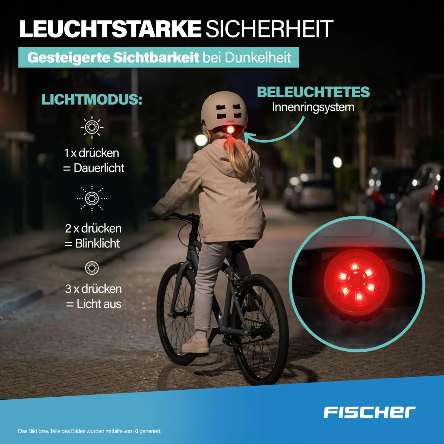 Fischer Plus BMX Fahrradhelm S/M Power beige LED