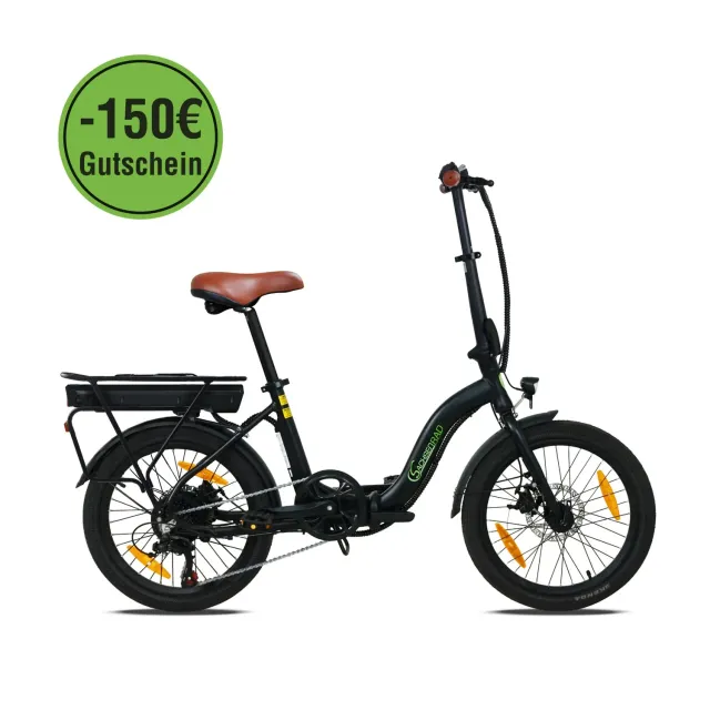 SachsenRad F2 Farmers Folding E-Faltrad schwarz 130km