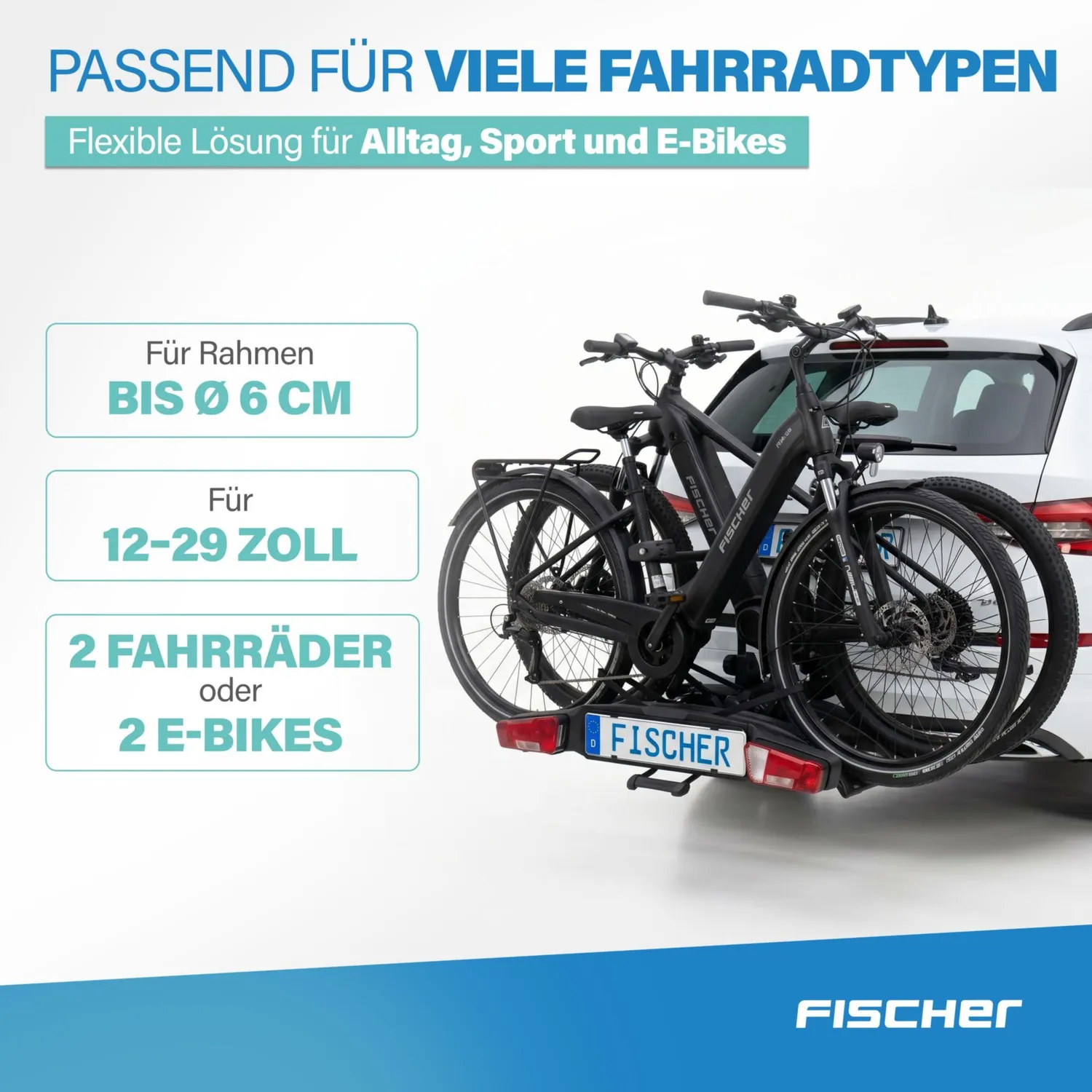 fischer RoadLine Black Kupplungsträger 2 E-Bikes 60 kg