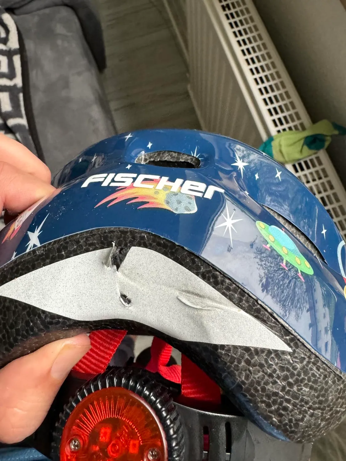 fischer Kinder Fahrradhelm Weiß Orchidee mit LED