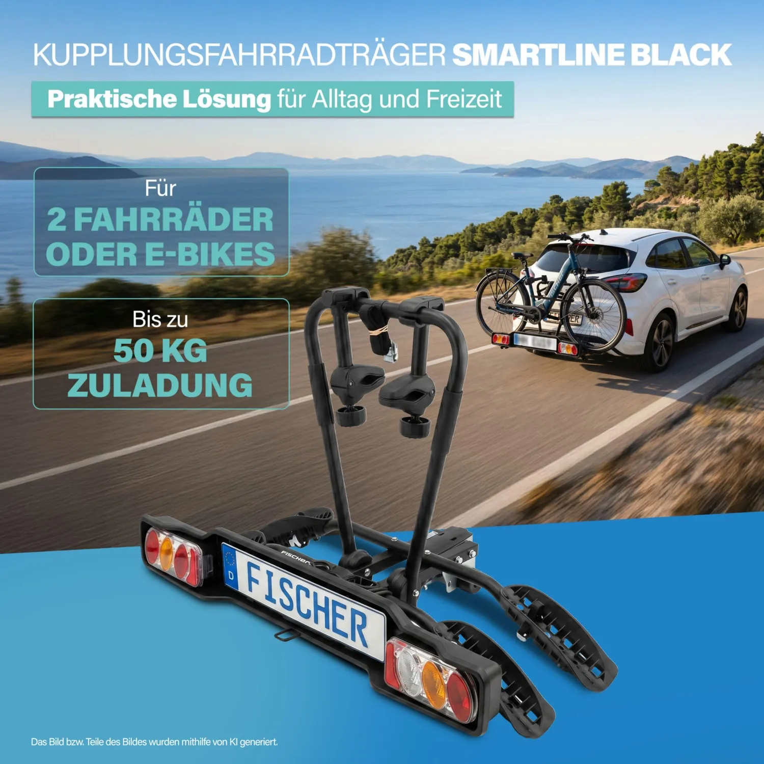 Fischer SmartLine Black Fahrradträger AHK 2 Räder 50 kg