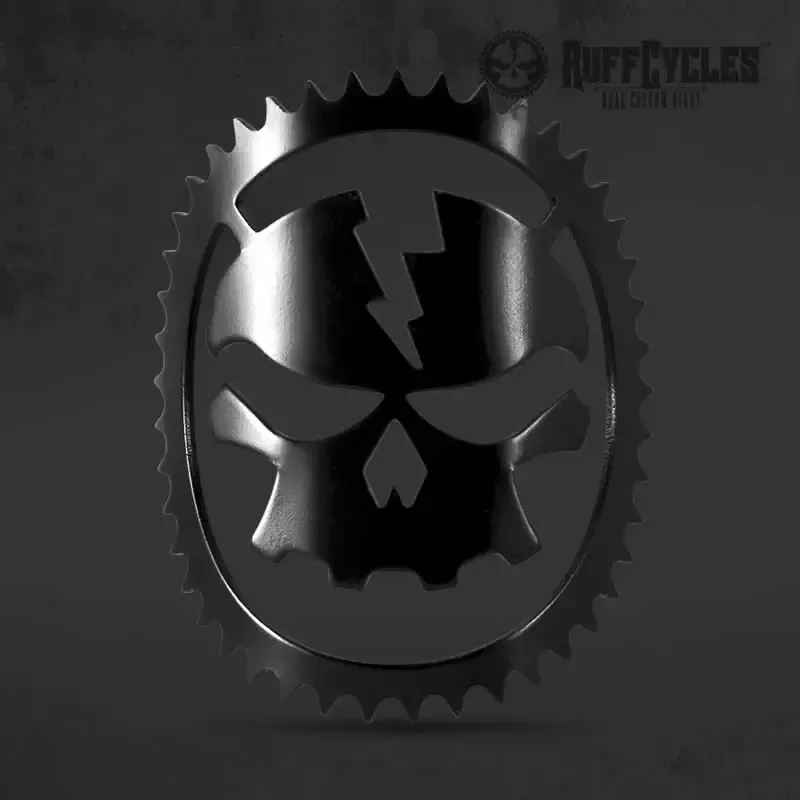 Ruff Cycles Skully Headbadge Schwarz Aluminium