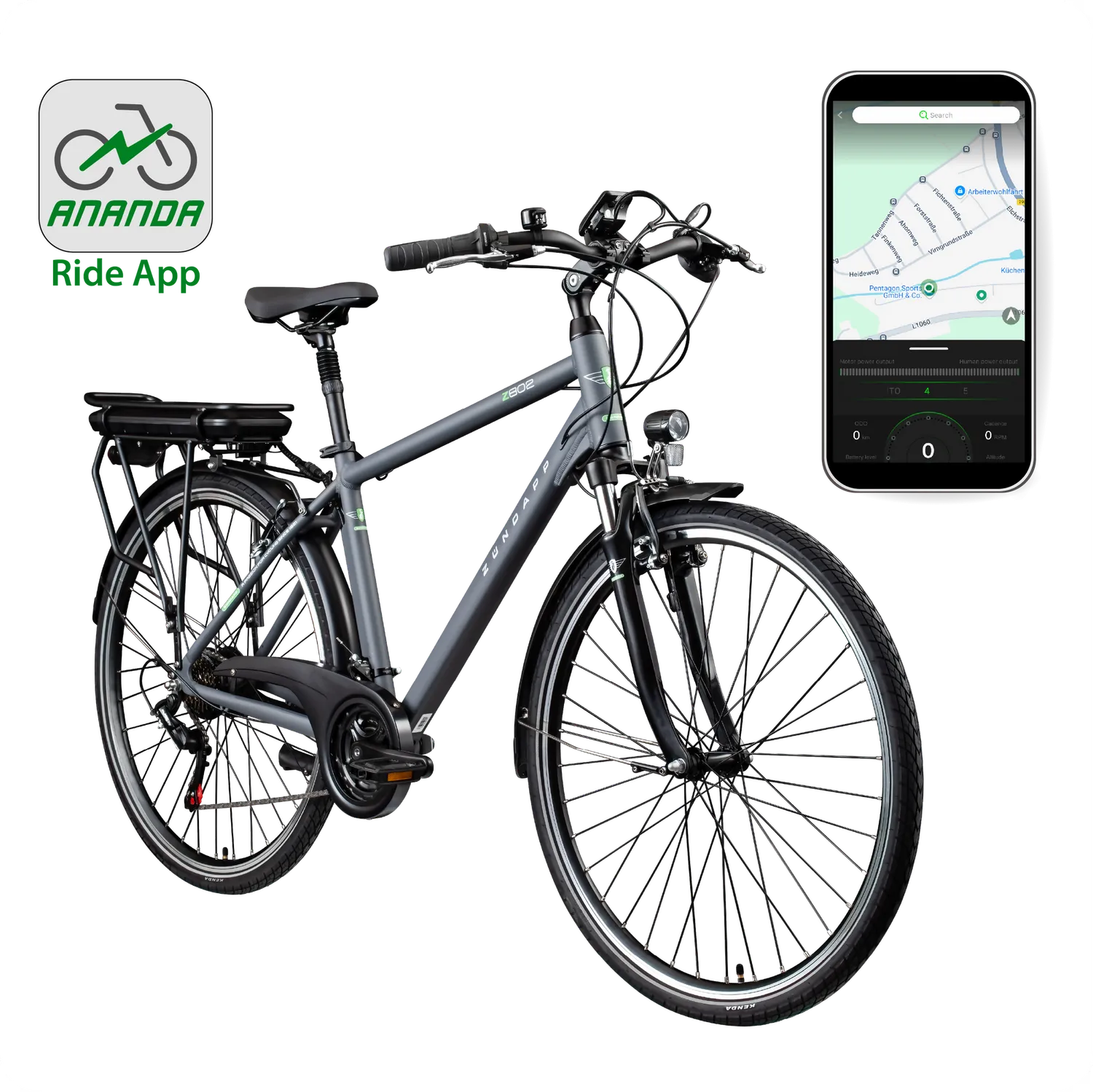 Zündapp Z802 E-Bike Trekking 28 Zoll 48 cm grau/grün