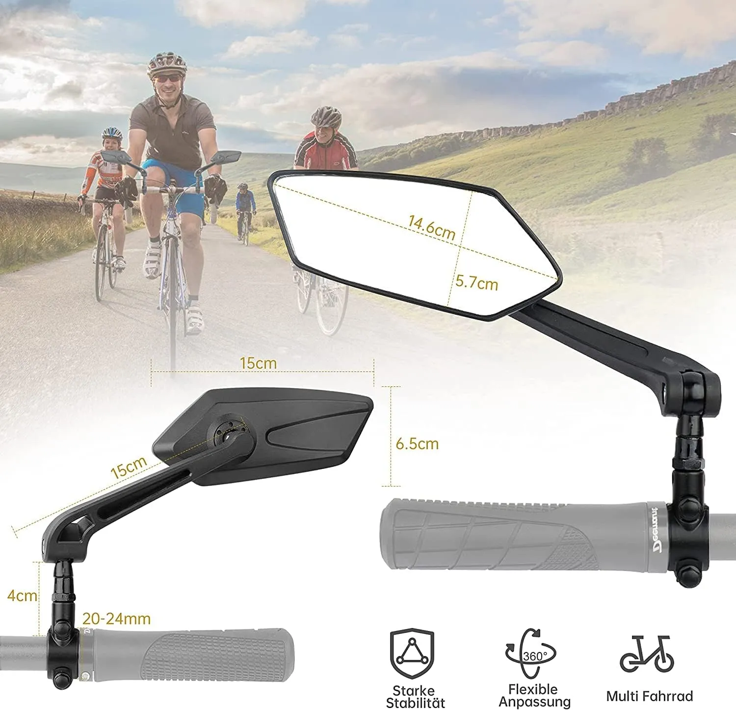 SachsenRad Vista Fahrrad-Rückspiegel-Set 2 Stück