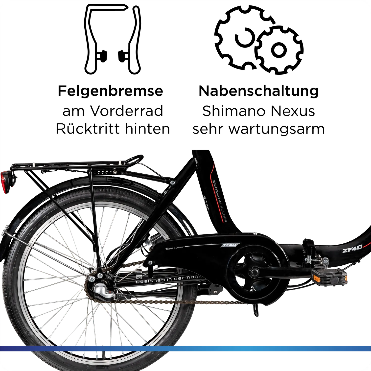 Zündapp ZF40 Klapprad 20 Zoll 3-Gang weiß 35,5cm