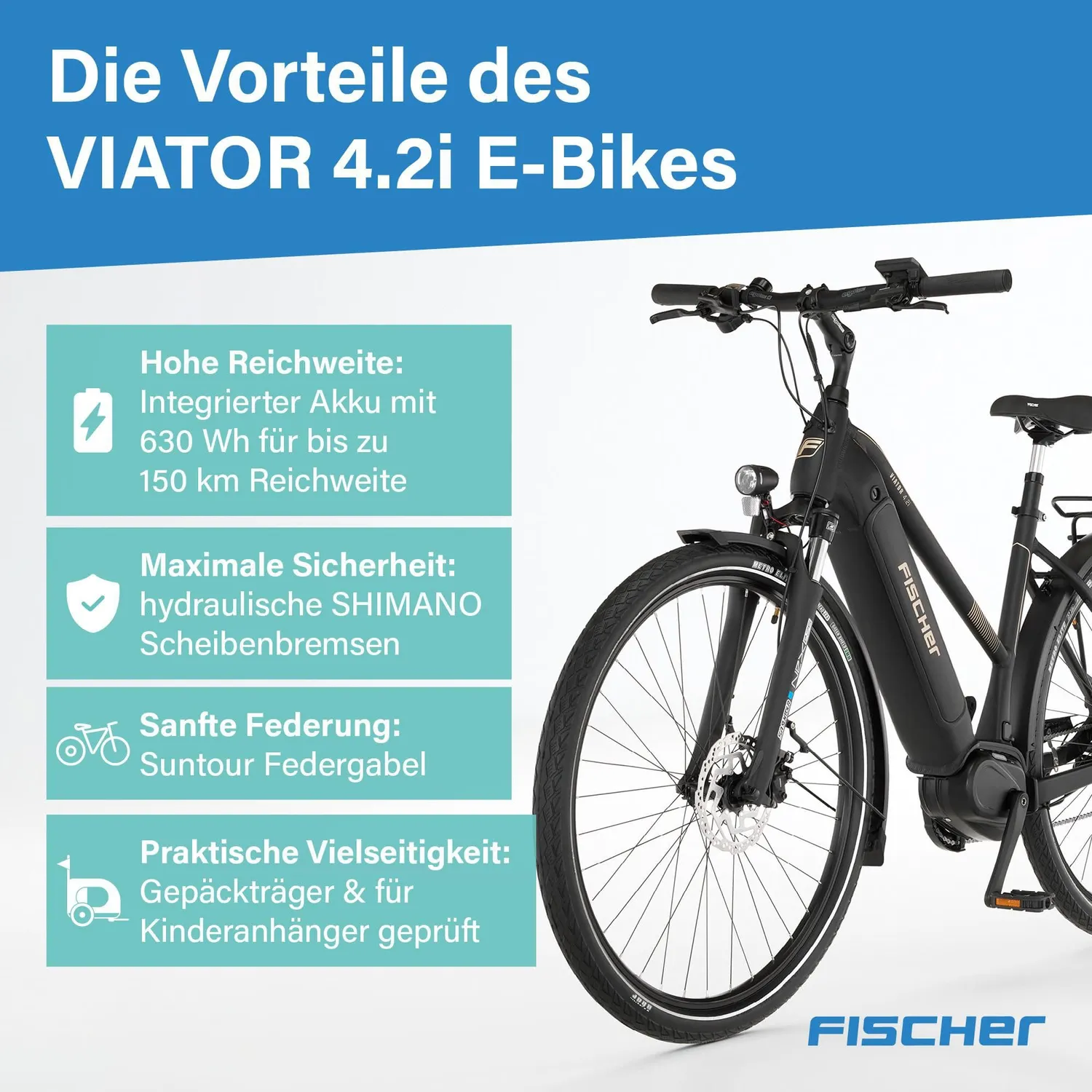 Fischer Viator 4.2i Trekking E-Bike 45 cm 80 Nm