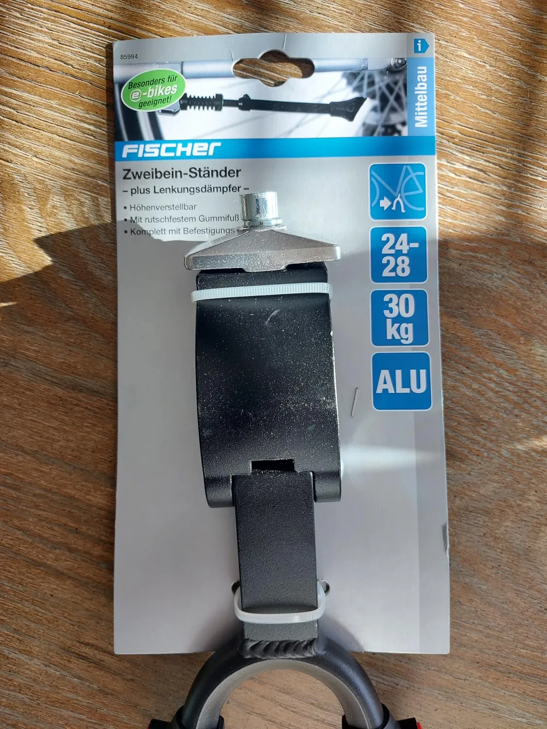 Fischer Zweibein Fahrradständer 24-28 Zoll Alu Lenkungsdämpfer