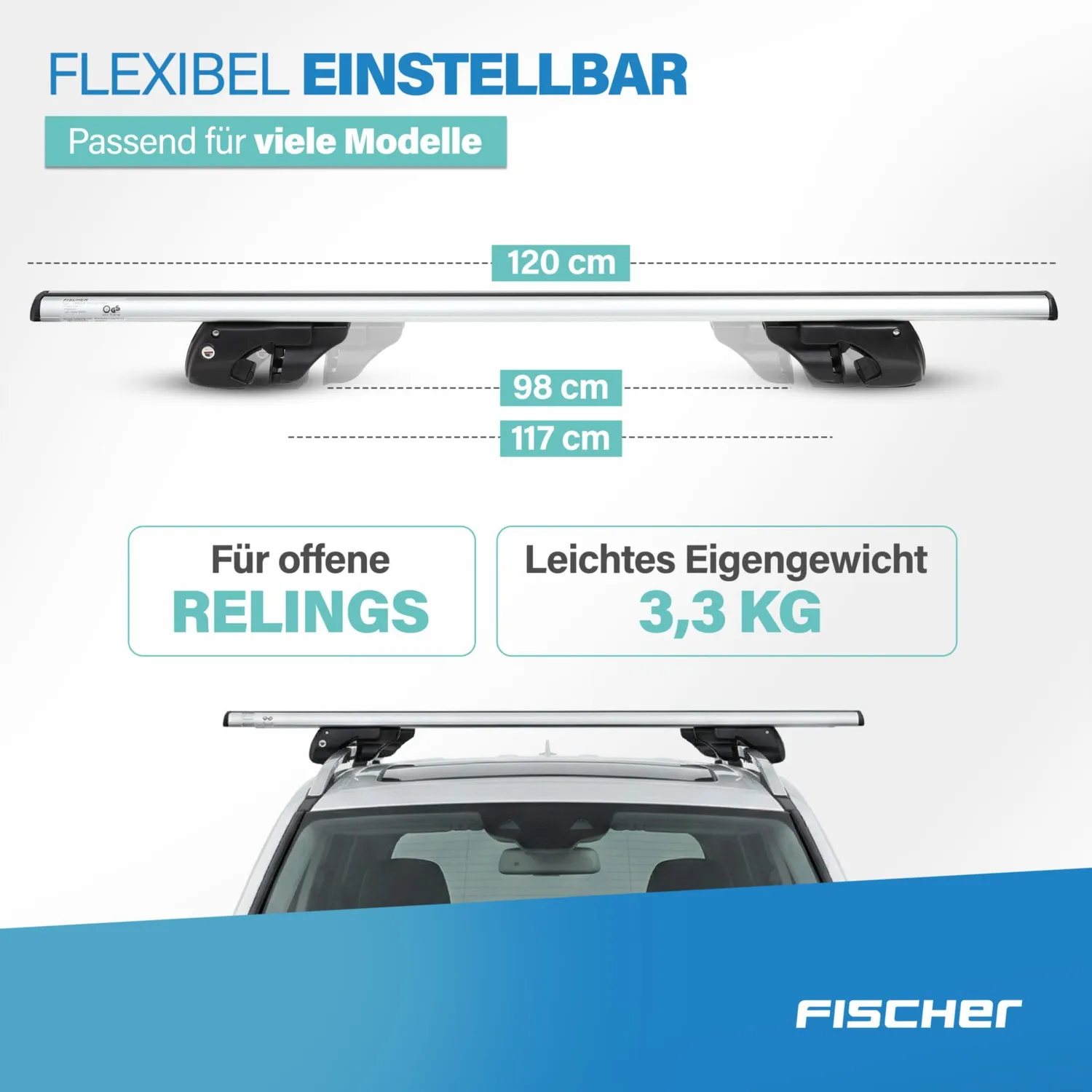 Fischer TopLine L Relingträger 120cm Alu abschließbar