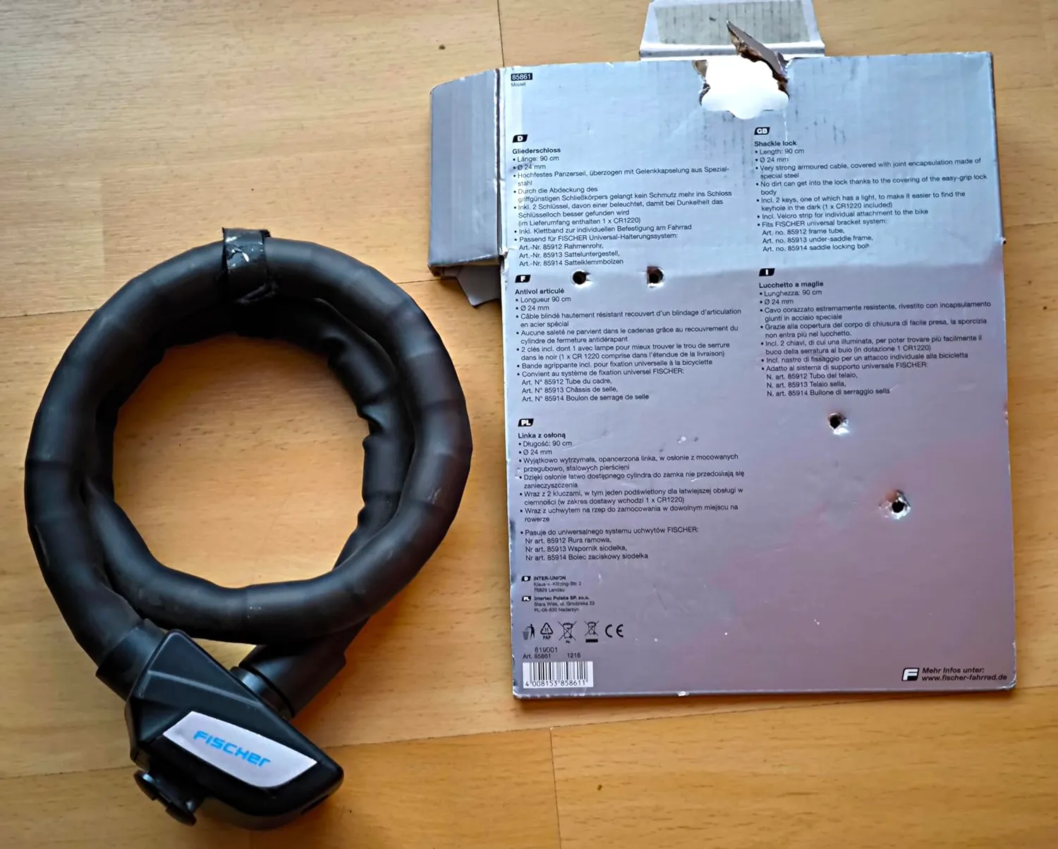 Fischer Gliederschloss Schlüssel 90 cm Panzerseil