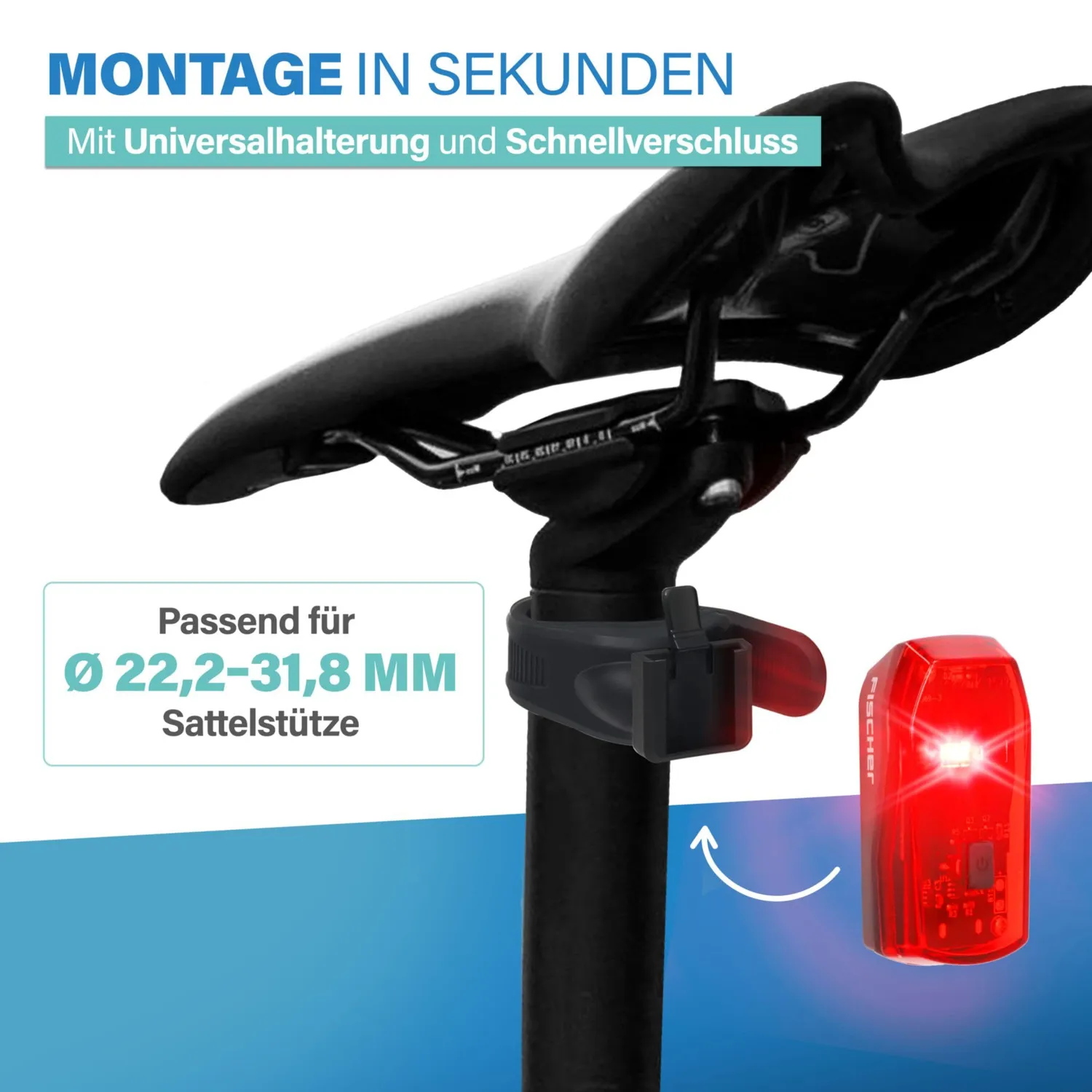 Fischer Basic Rücklicht LED hinten Akku StVZO