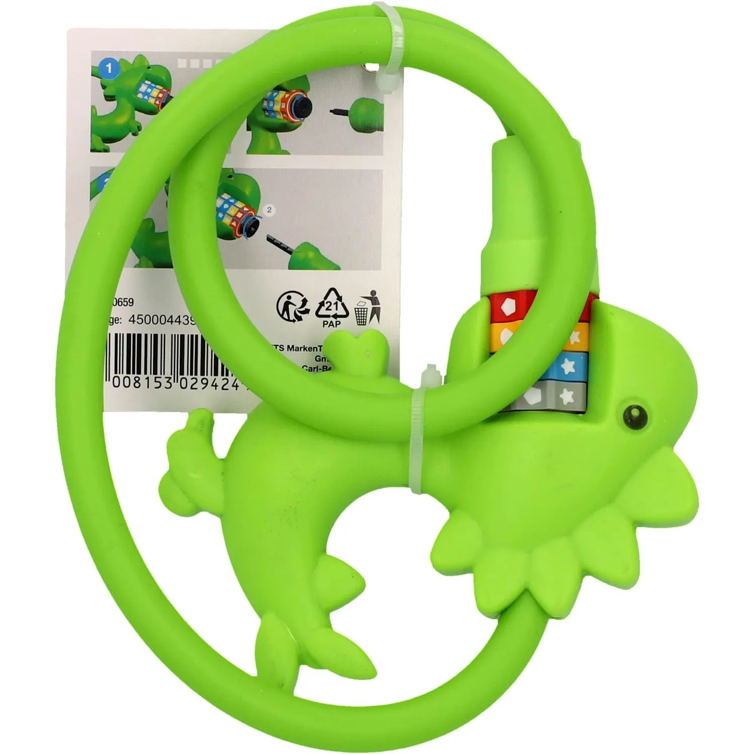 Fischer Dinosaurier Kabelschloss Kinder grün 60 cm