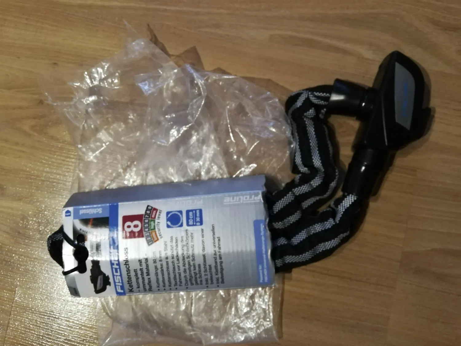 Fischer Reflex Kettenschloss 80cm 8mm Schlüssel silber
