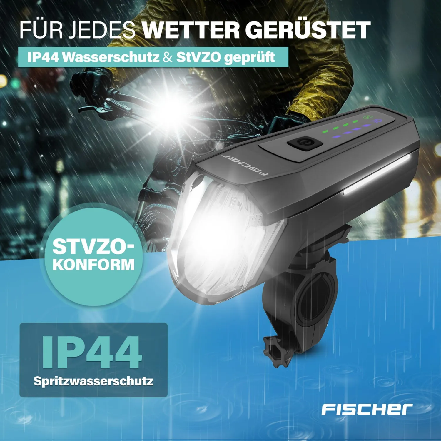 Fischer Akku Frontlicht 110 Fahrradlicht 110 Lux StVZO