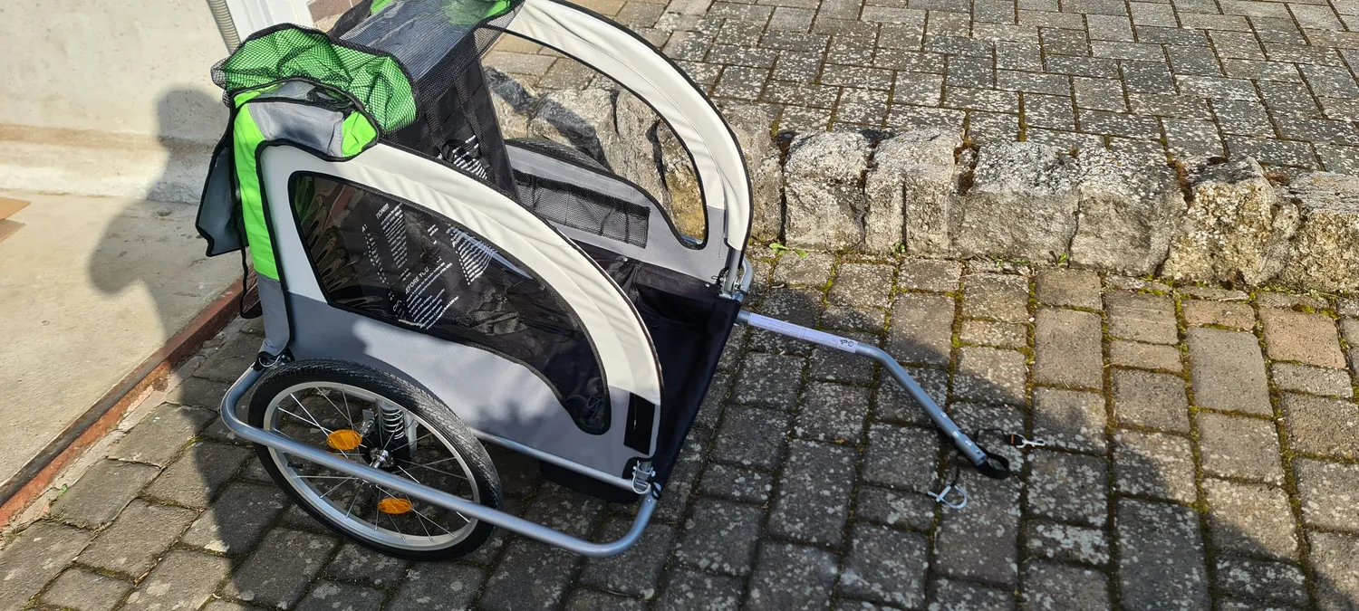 Fischer Komfort Fahrradanhänger Federung 2 Kinder grün 40 kg