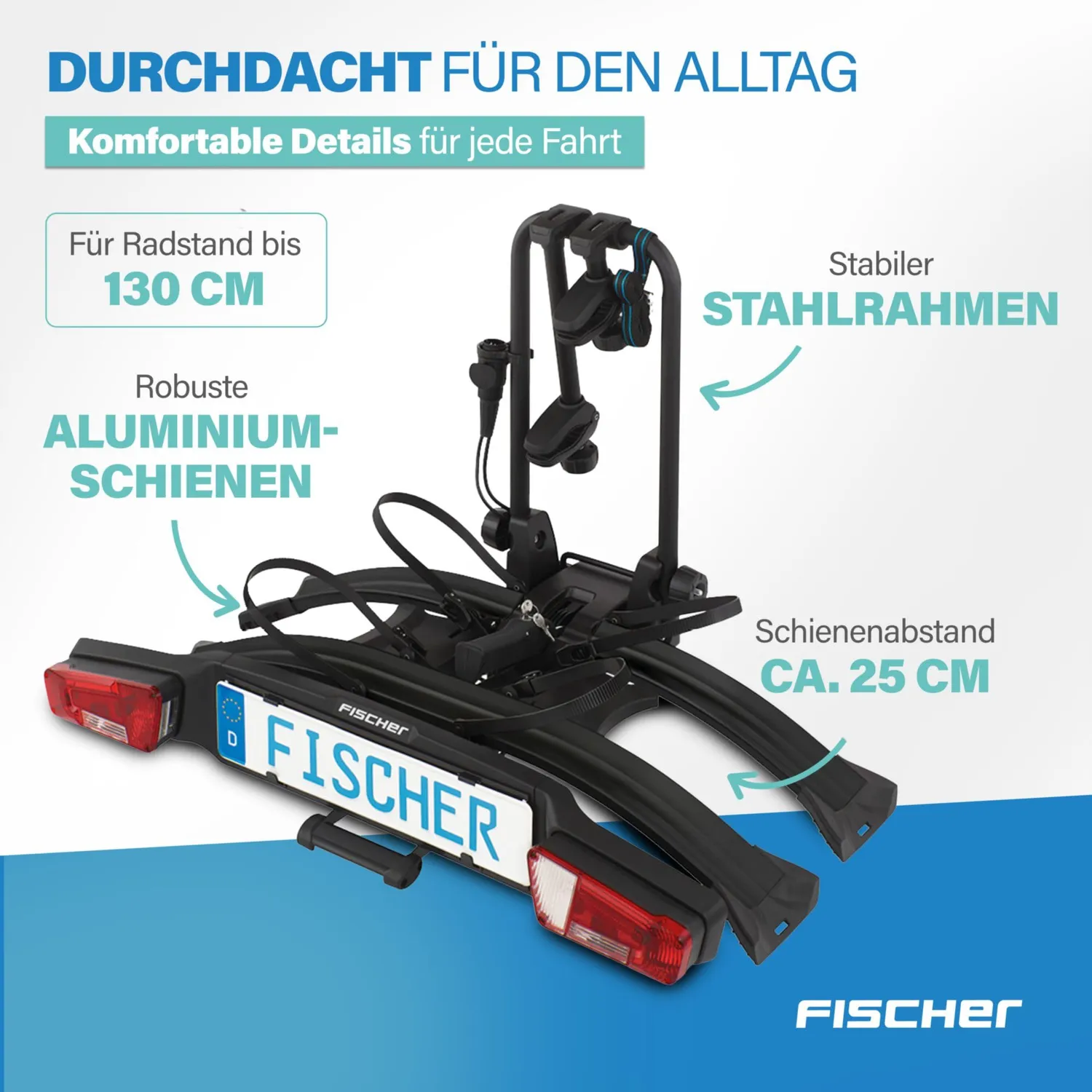 fischer RoadLine Black Kupplungsträger 2 E-Bikes 60 kg