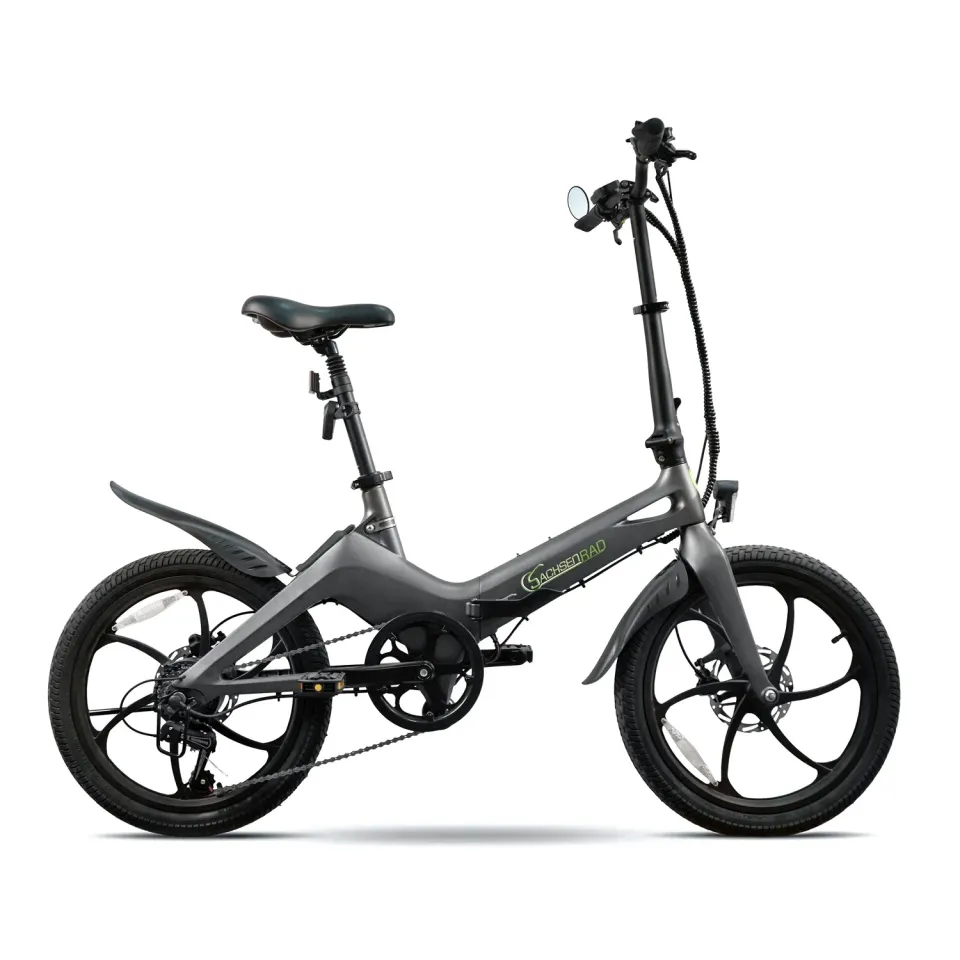 SachsenRad F11 Pro MagPuma E-Klapprad dunkelgrau Transporttasche