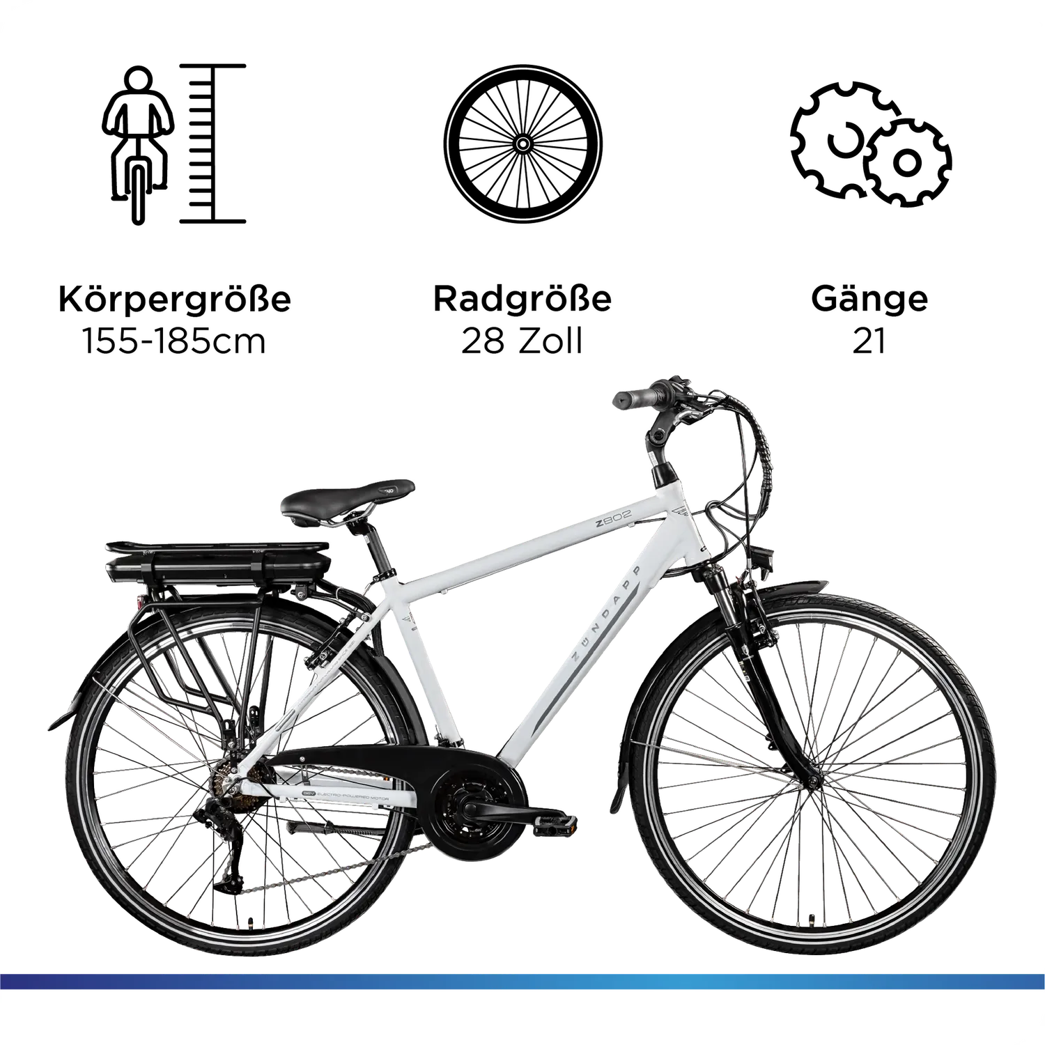 Zündapp Z802 E-Bike Trekking 28 Zoll 48 cm grau/grün