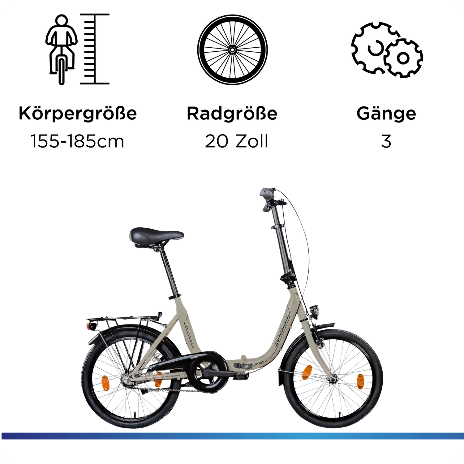 Zündapp ZF40 Klapprad 20 Zoll 3-Gang weiß 35,5cm