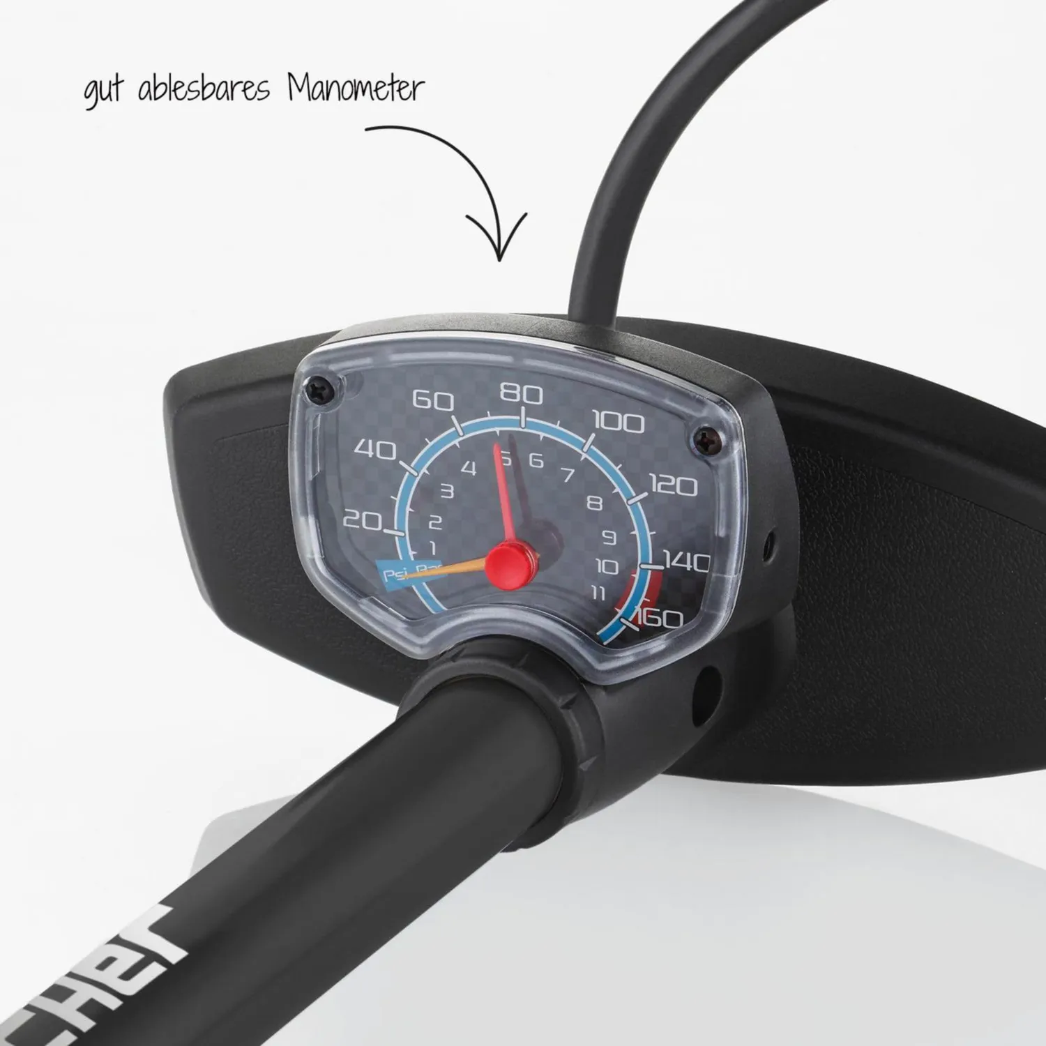 Fischer Standpumpe 85580 Manometer 11 bar alle Ventile