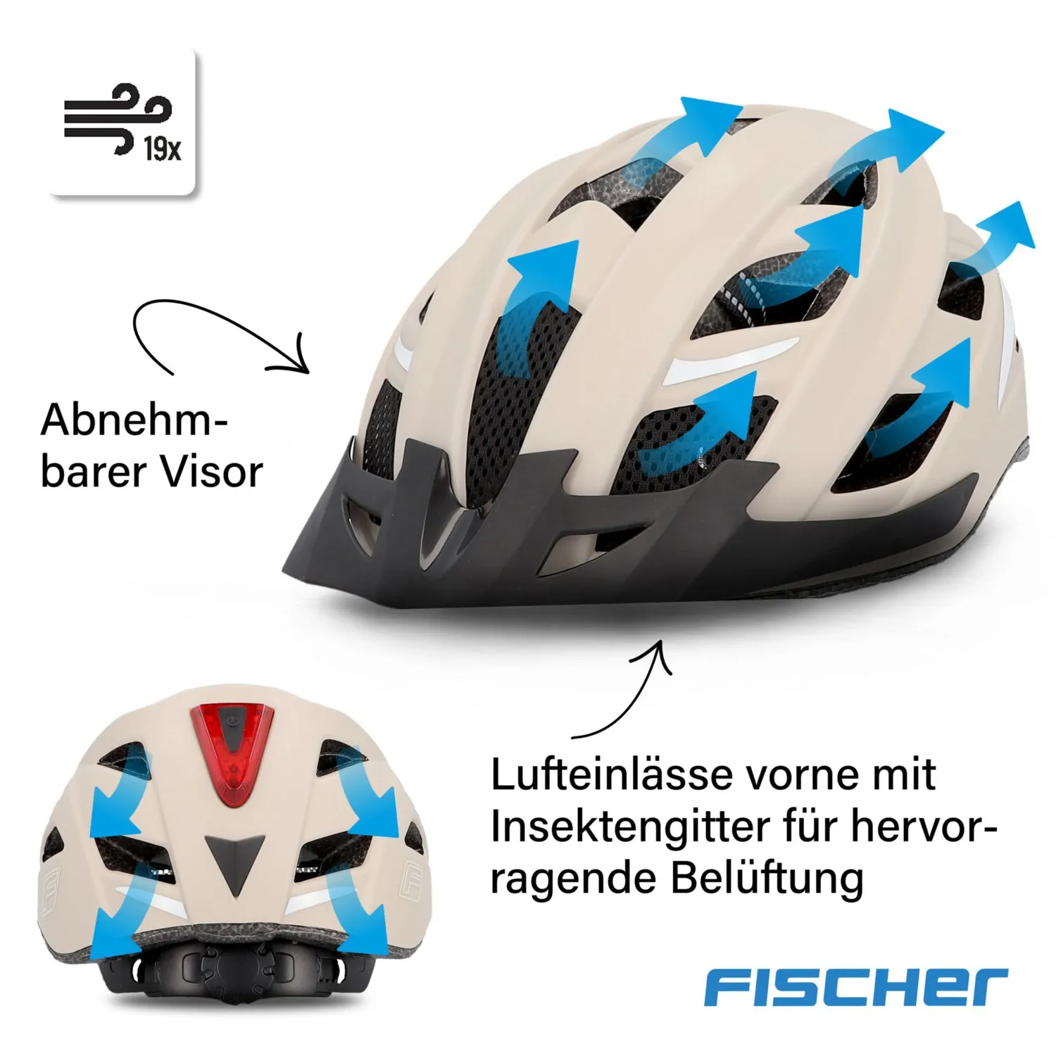 Fischer Urban Plus Cityhelm mit LED-Rücklicht S/M