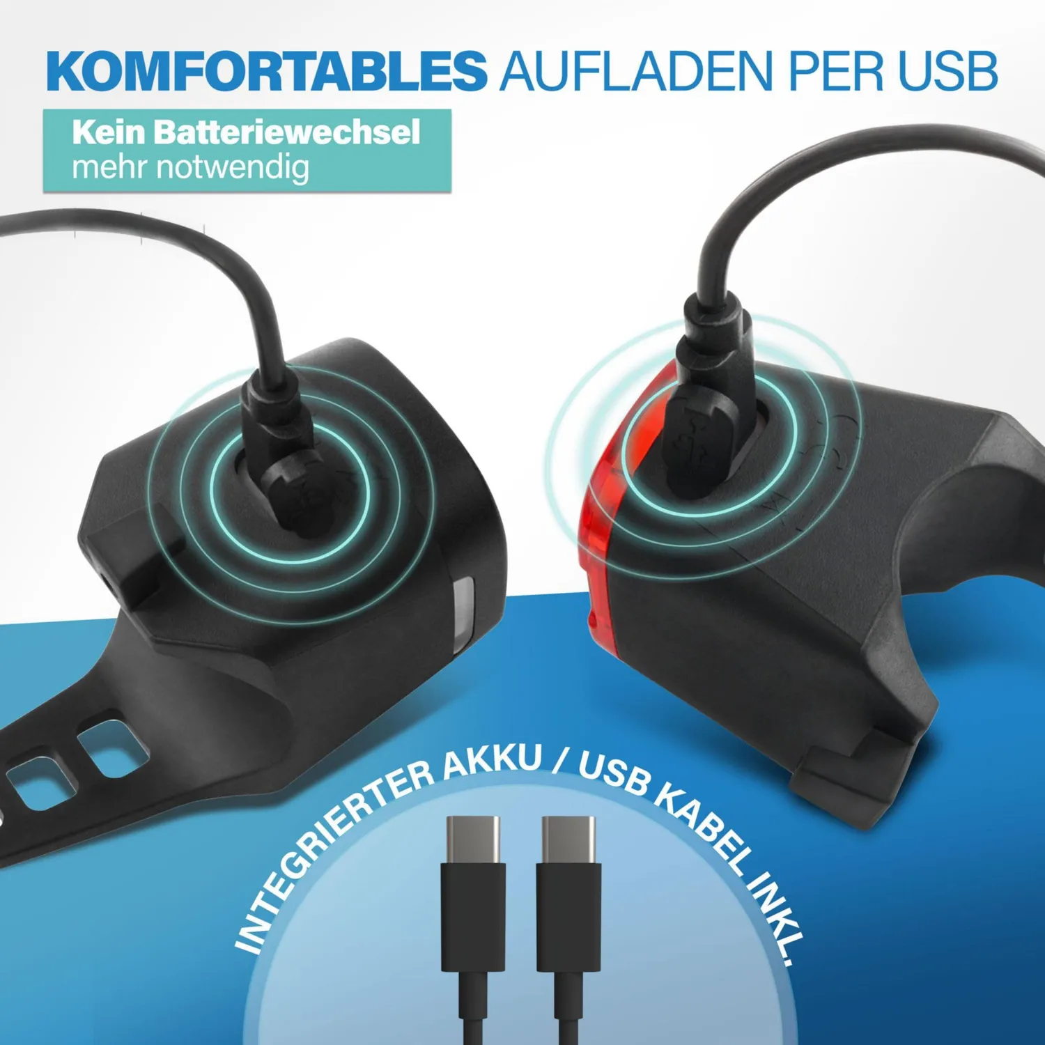 Fischer Square Beleuchtungs-Set USB 40 Lux StVZO wasserdicht