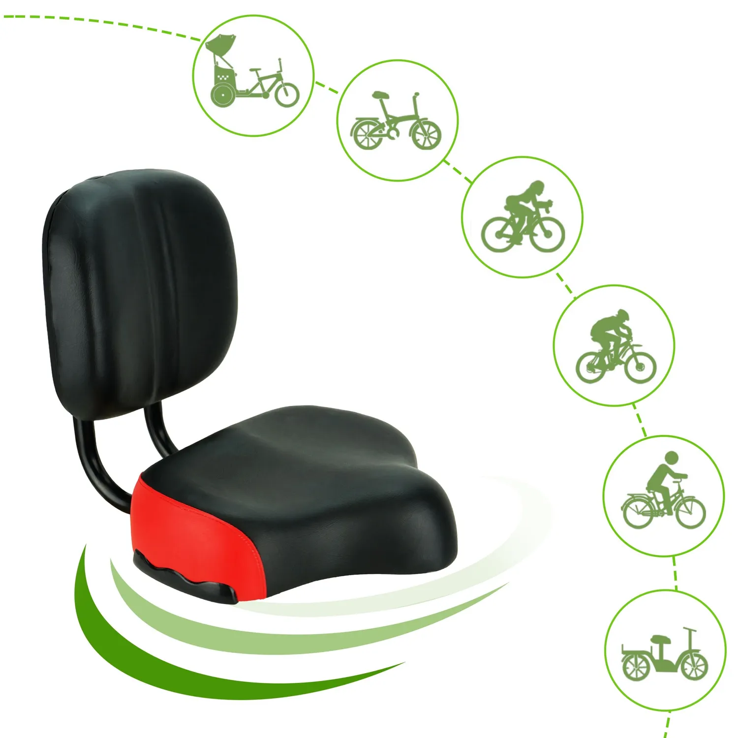 SachsenRad Sattel mit Rückenlehne Fahrradsattel verstellbar Memory-Schaum