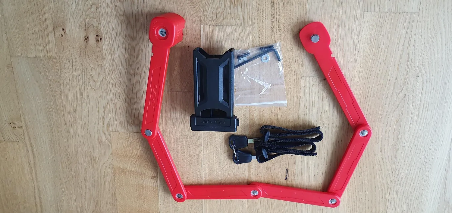 Fischer Faltschloss 85 cm mit Halterung Fahrradschloss